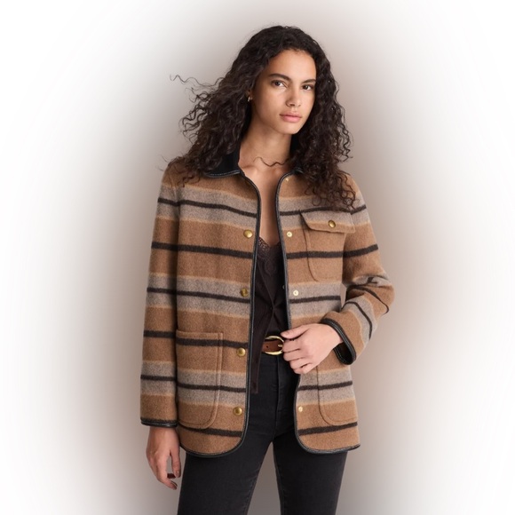 Madewell Brown and Black Striped Men's Jacket - Picture 4 of 8